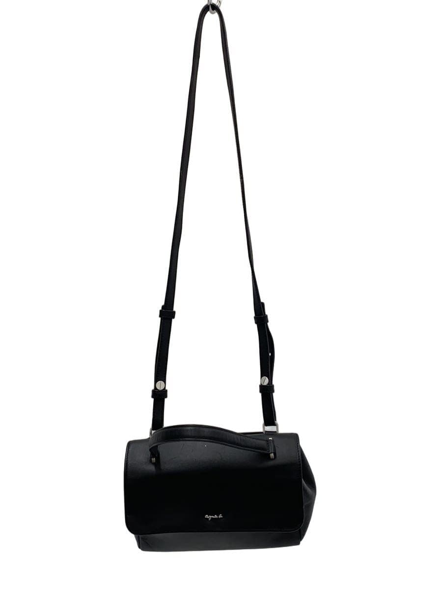 agnes b. Shoulder Bag Leather BLK