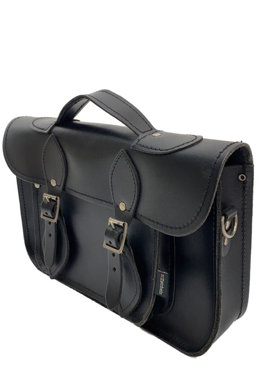 Zatchels Satchel Bag 11.5inch Shoulder Bag Leather BLK 2