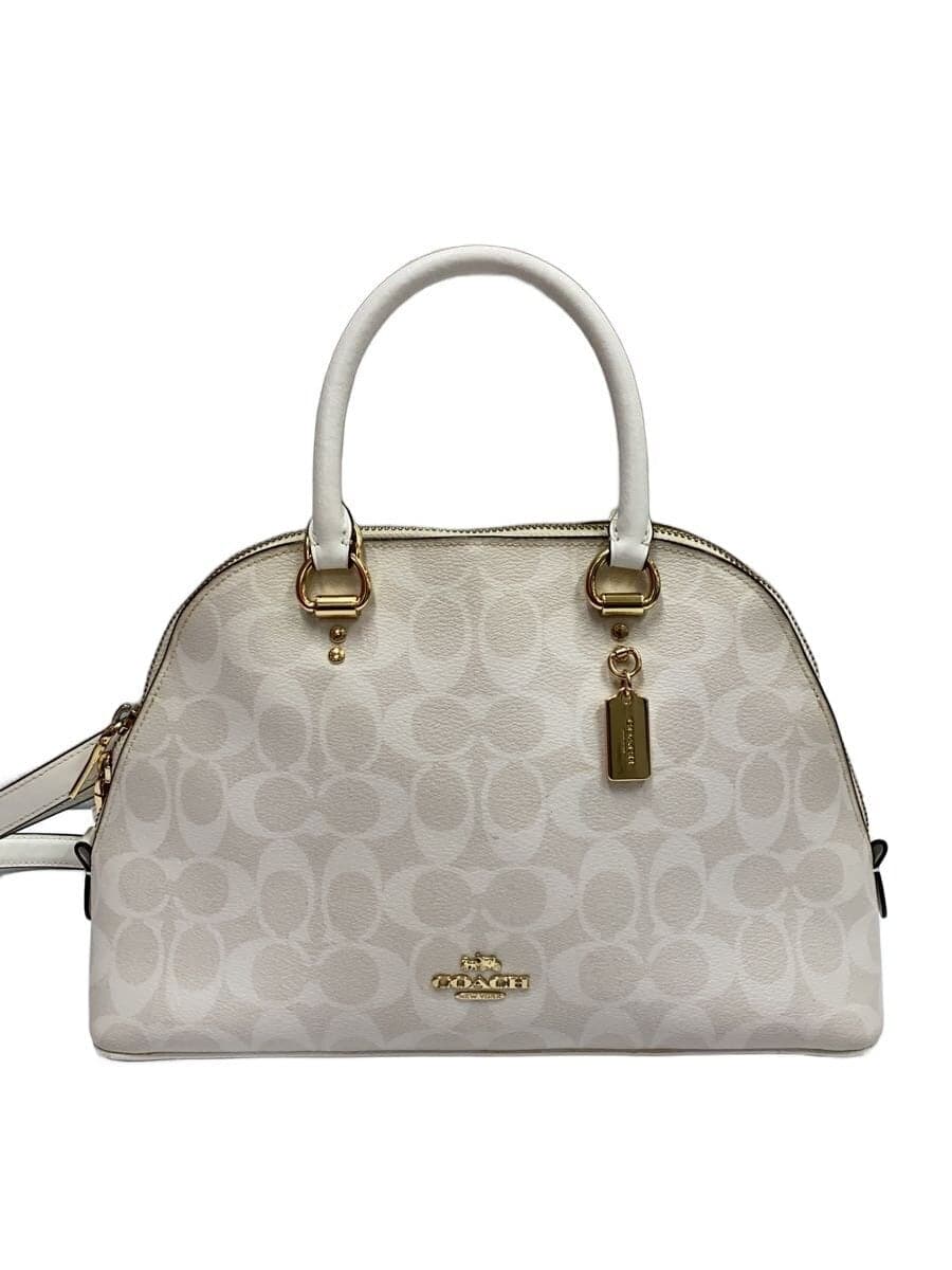 COACH Handbag_Signature_Red Leather PVC WHT All Over Pattern