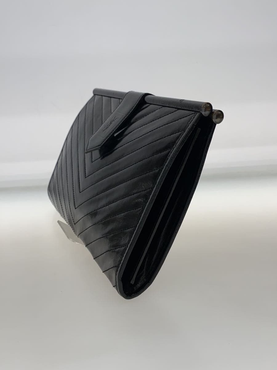 YVES SAINT LAURENT V-stitch Shows signs of use Clutch bag -- BLK 2