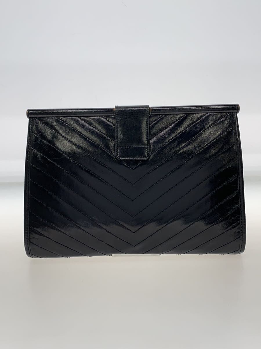 YVES SAINT LAURENT V-stitch Shows signs of use Clutch bag -- BLK 3