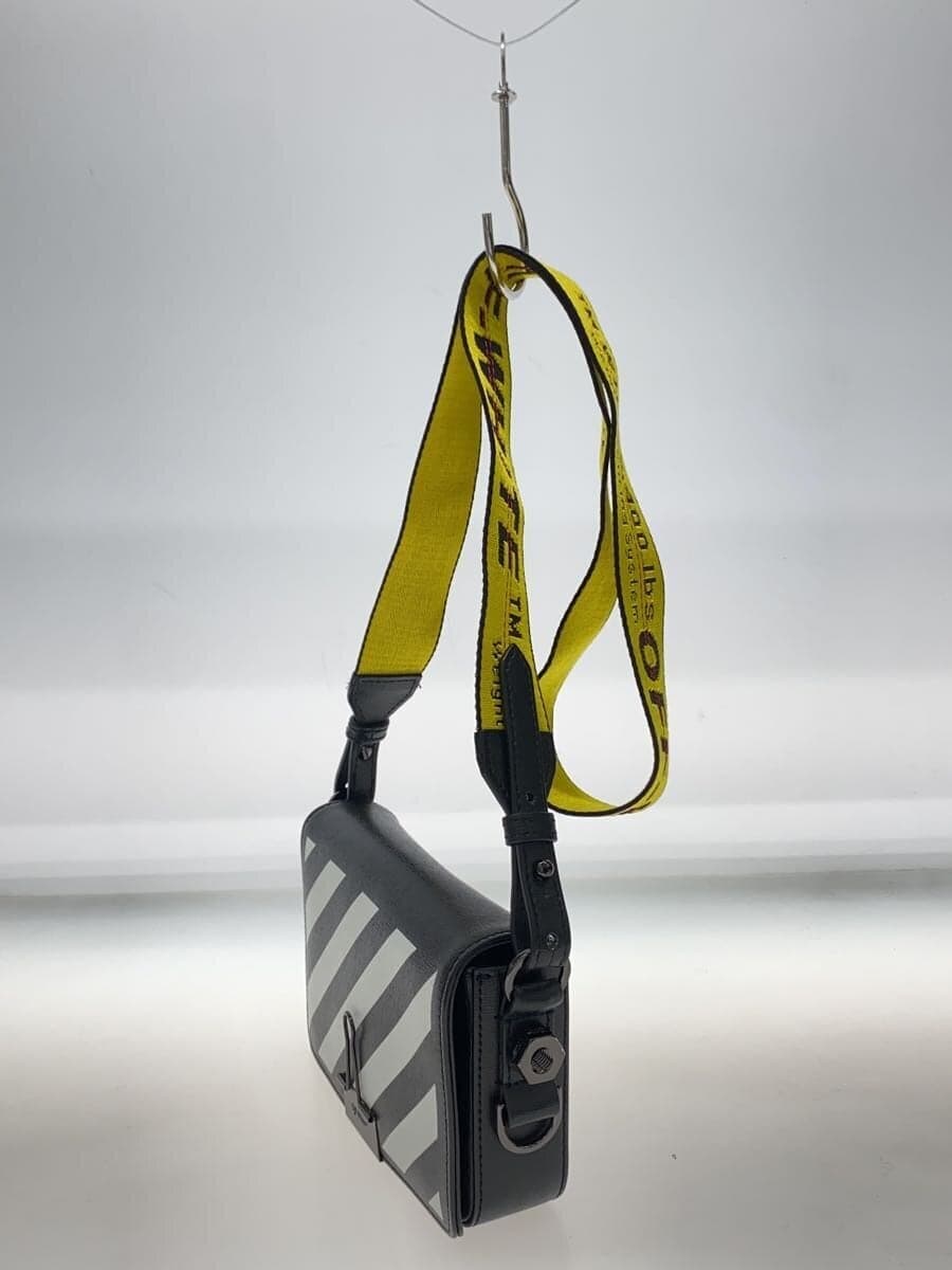 OFF-WHITE Mini Flap Bag Binder Clip Shoulder Bag Leather BLK 2