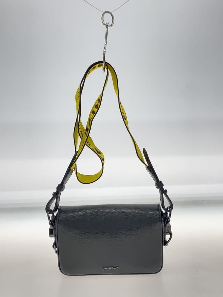 OFF-WHITE Mini Flap Bag Binder Clip Shoulder Bag Leather BLK 3