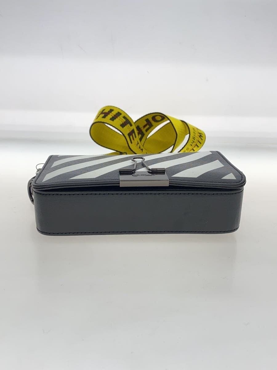 OFF-WHITE Mini Flap Bag Binder Clip Shoulder Bag Leather BLK 4