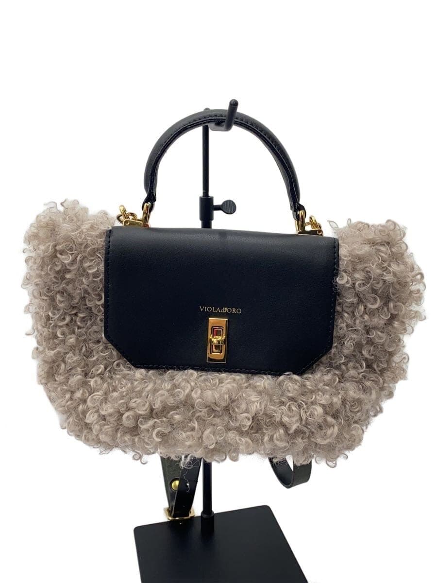 VIOL Ad’ORO Shoulder Bag Fur BEG Solid