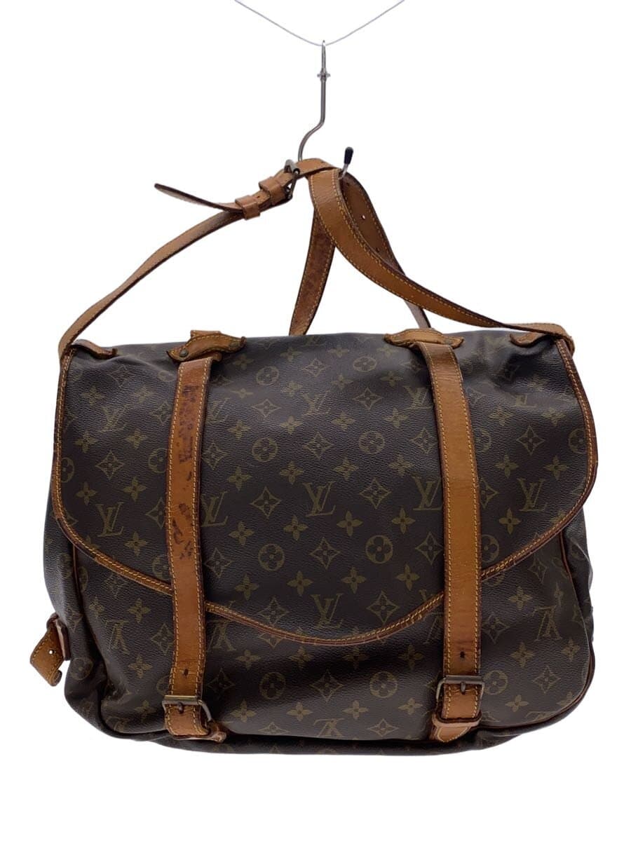 LOUIS VUITTON Saumur 43_Monogram Canvas PVC BRW