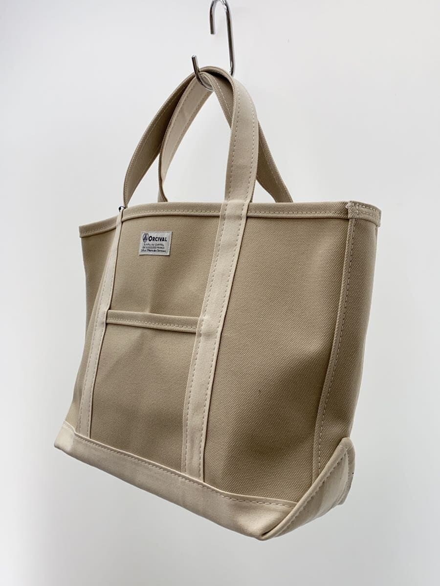 ORCIANI Tote Bag Canvas BEG Solid Color 2