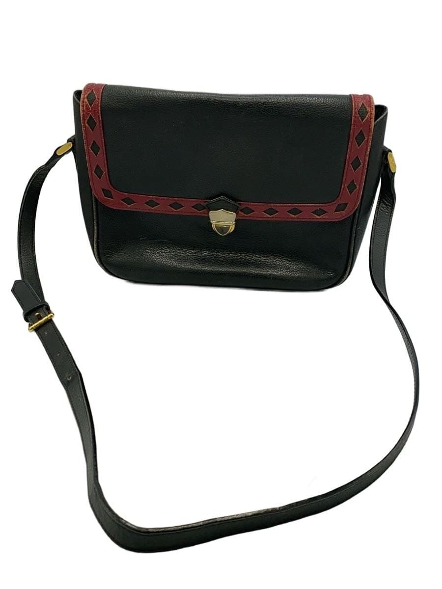 YVES SAINT LAURENT Diamond Cut Shoulder Bag Leather BLK Solid