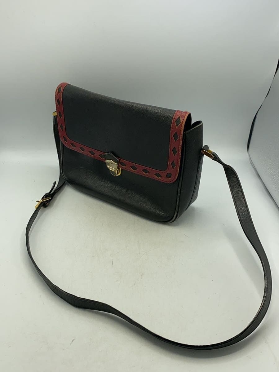 YVES SAINT LAURENT Diamond Cut Shoulder Bag Leather BLK Solid 2