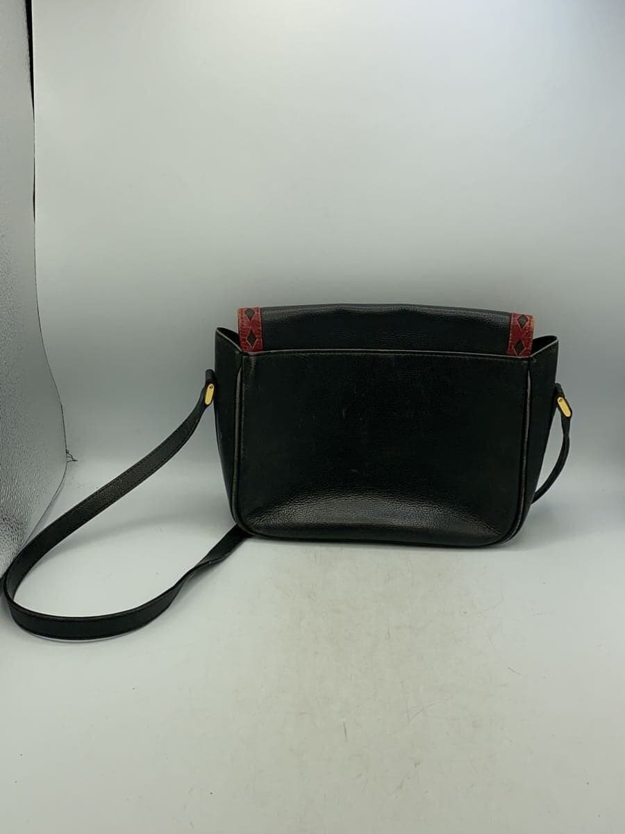 YVES SAINT LAURENT Diamond Cut Shoulder Bag Leather BLK Solid 3