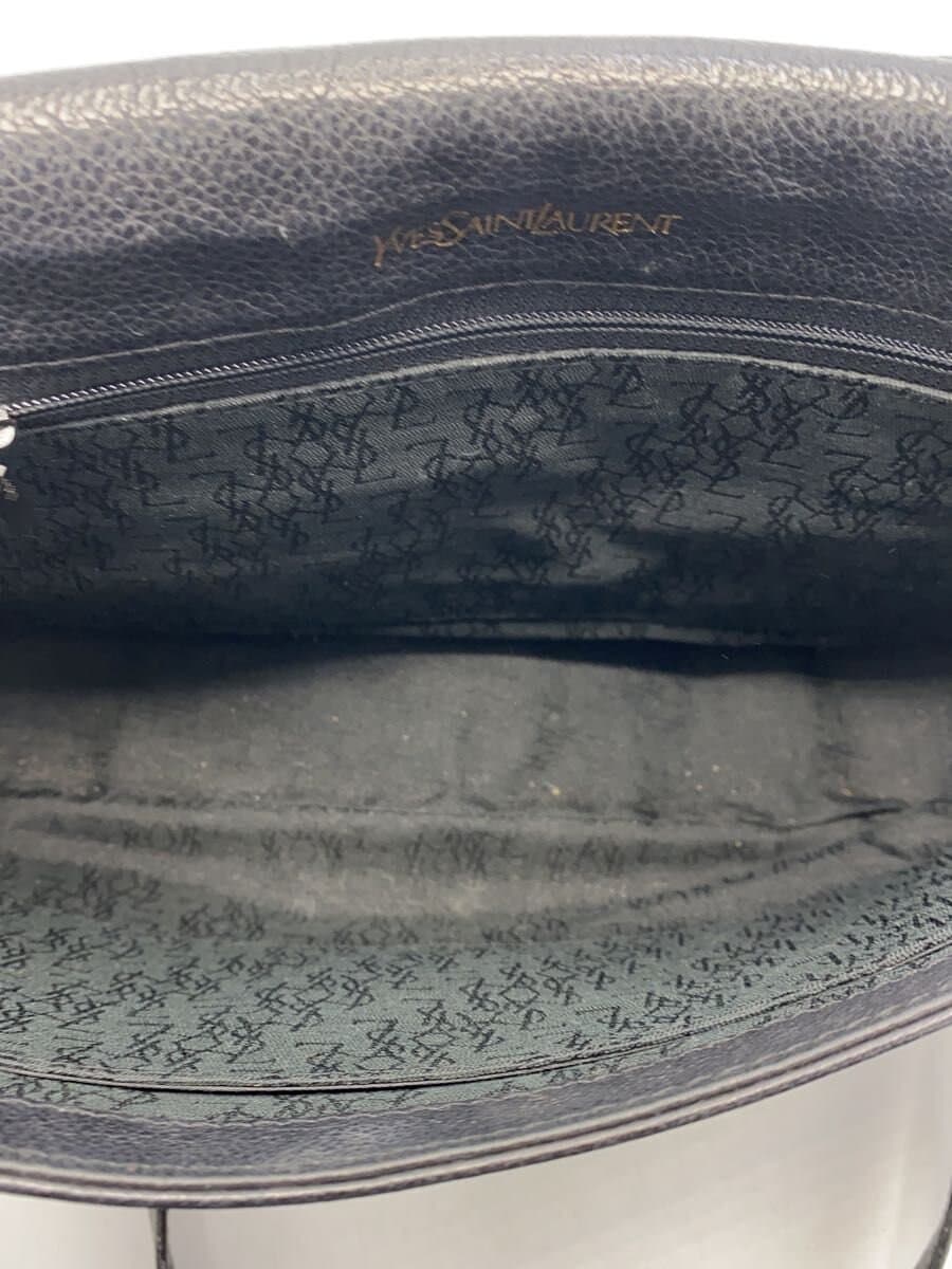 YVES SAINT LAURENT Diamond Cut Shoulder Bag Leather BLK Solid 6