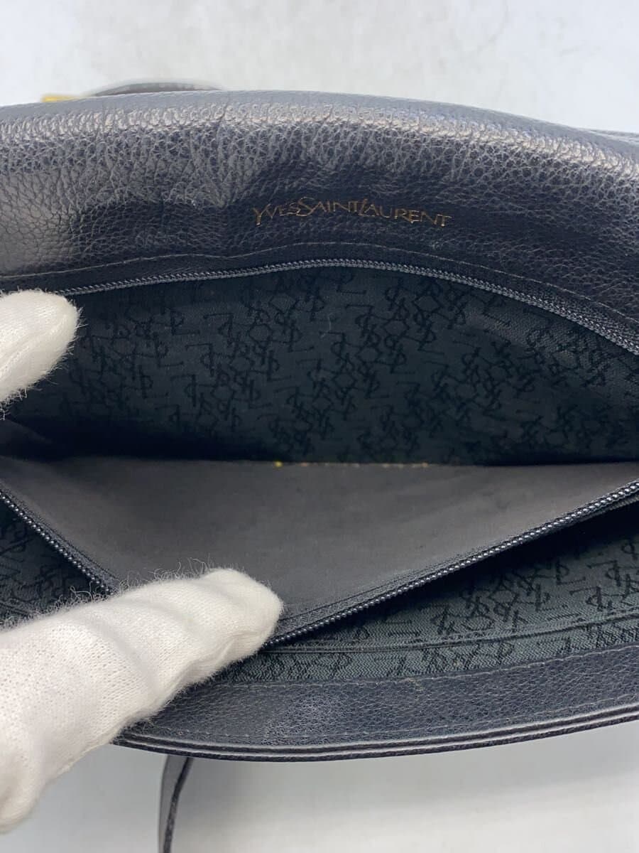 YVES SAINT LAURENT Diamond Cut Shoulder Bag Leather BLK Solid 7