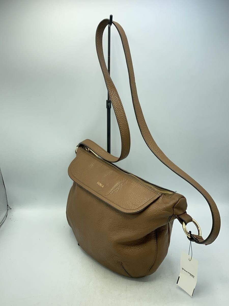 FURLA Shoulder Bag Leather BRW Solid f6065 2