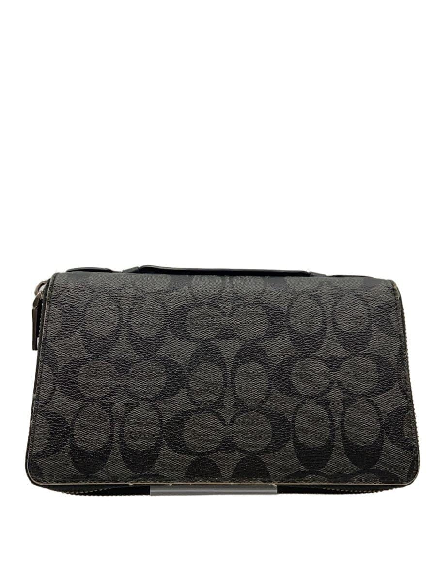 COACH Double Zip Travel Organizer Second Bag Leather BLK