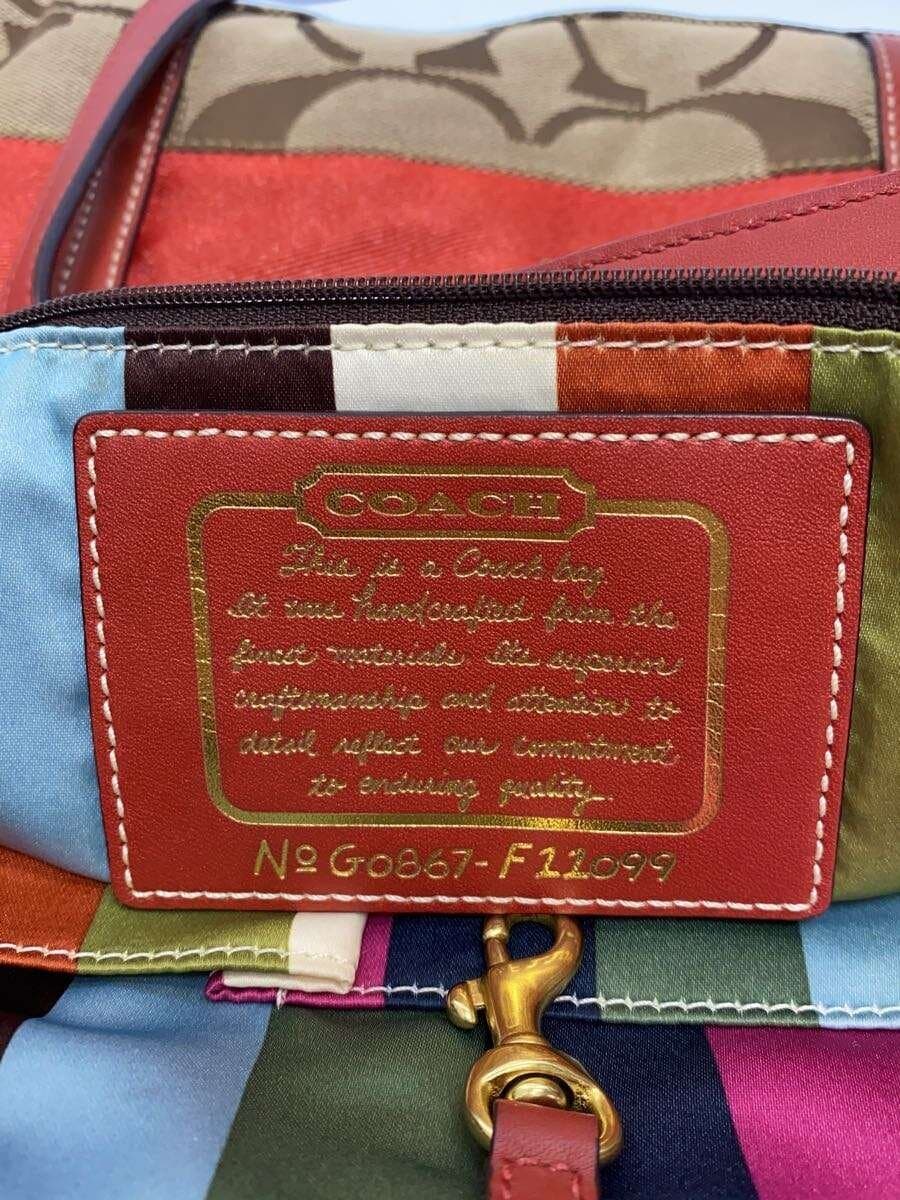 COACH Large Tote_Signature Stripe_Orange Stripe Canvas BEG All Over Pattern 5