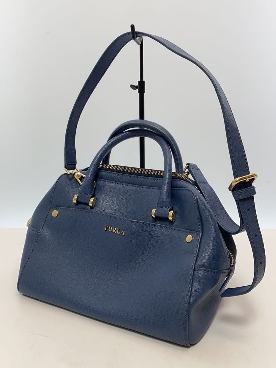 FURLA shoulder bag -- BLUE solid color 2