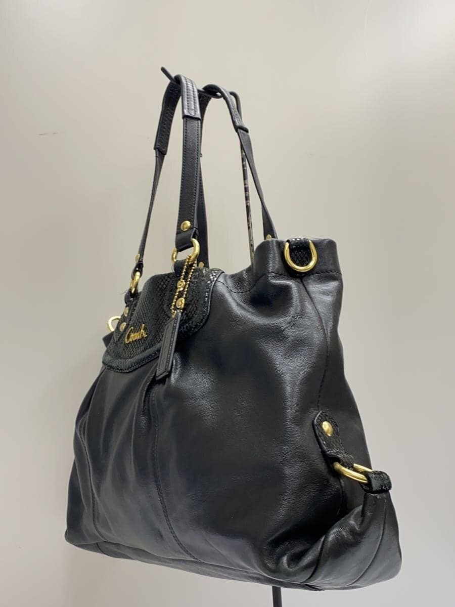 COACH Shoulder Bag_All Leather Leather BLK ※Corner Wear 2