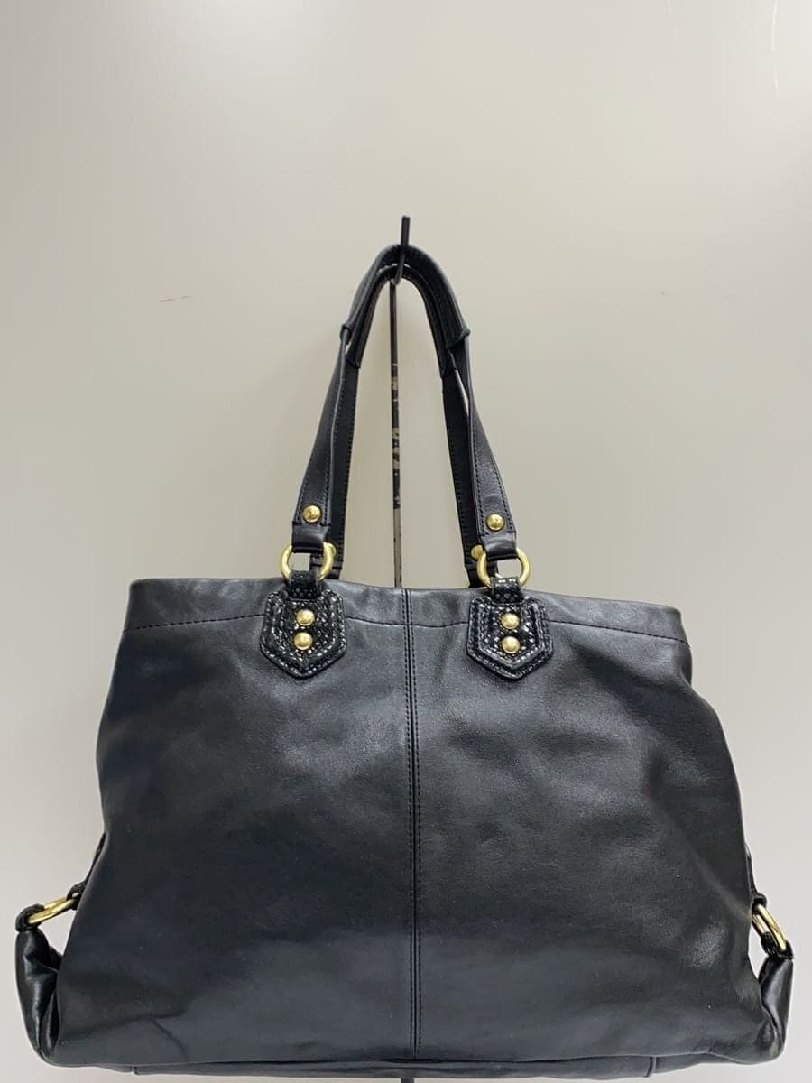 COACH Shoulder Bag_All Leather Leather BLK ※Corner Wear 3