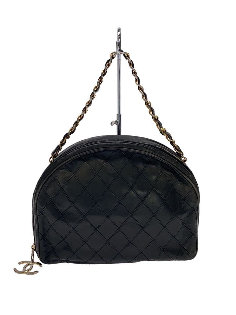 CHANEL Handbag Leather Black Solid Color