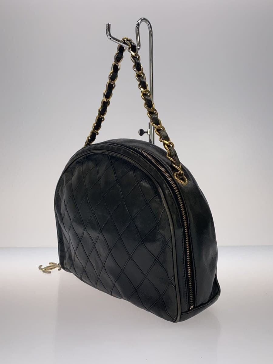 CHANEL Handbag Leather Black Solid Color 2