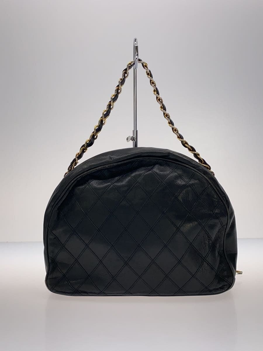 CHANEL Handbag Leather Black Solid Color 3