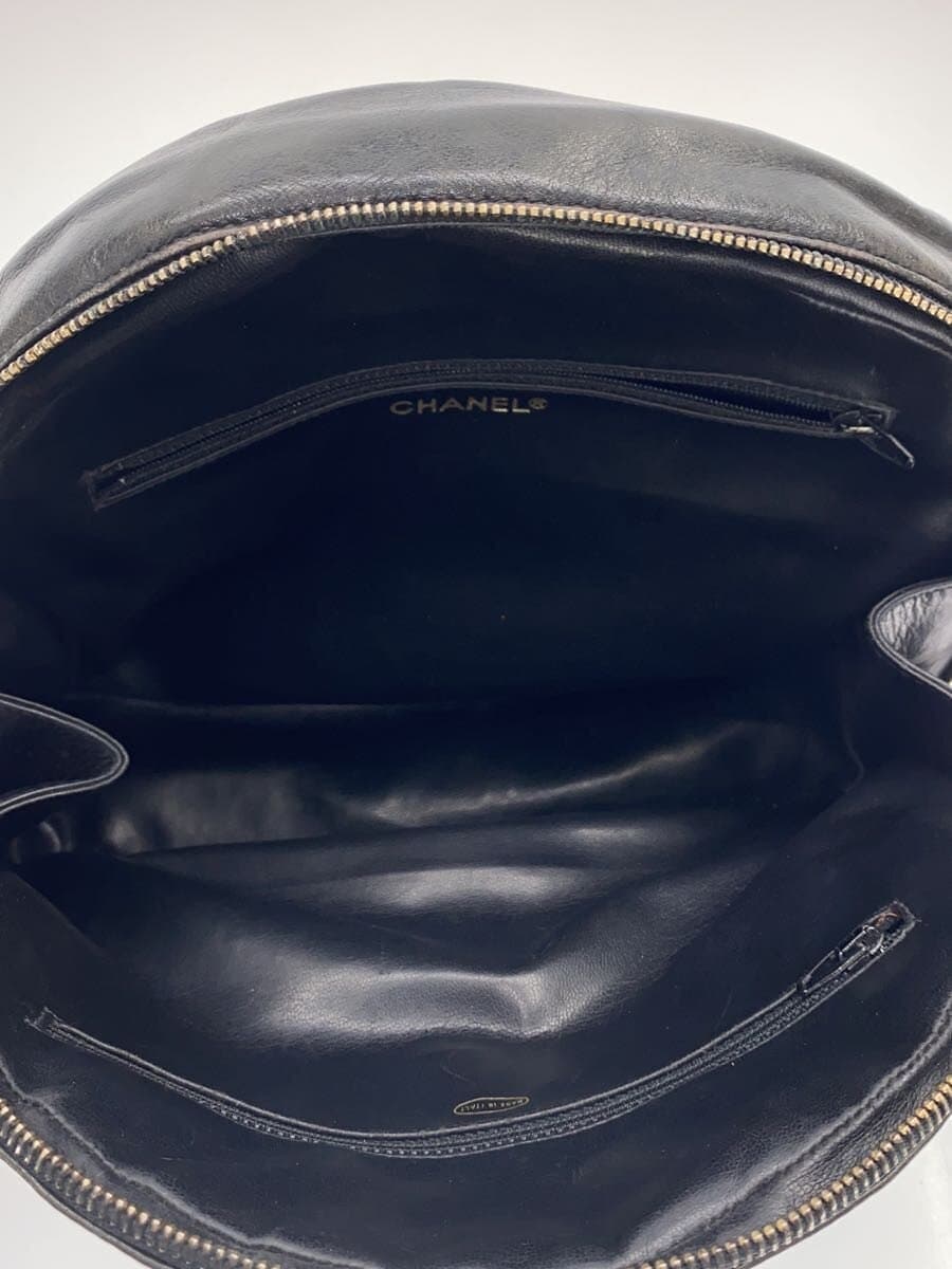CHANEL Handbag Leather Black Solid Color 6