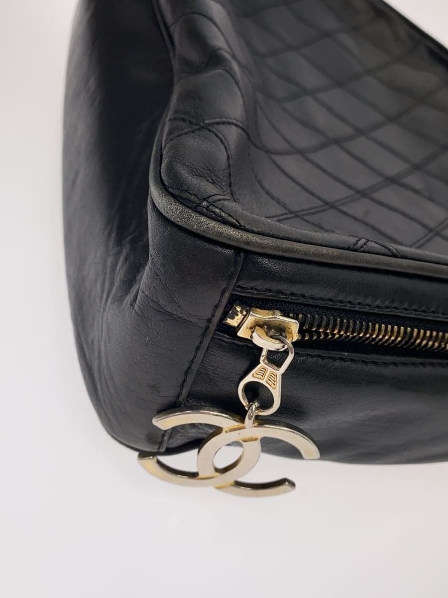 CHANEL Handbag Leather Black Solid Color 7