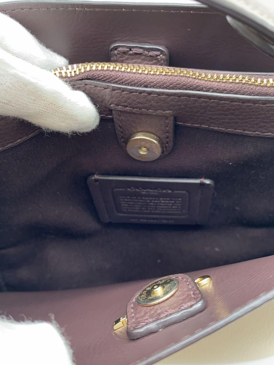 COACH Handbag Leather BEG e2180-1011 6