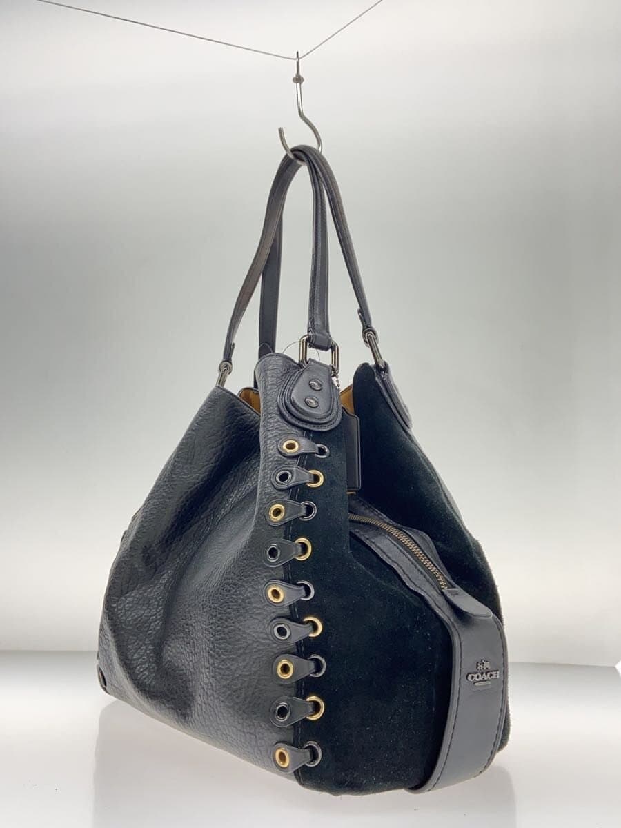 COACH Tote Bag Leather BLK Solid 21349 2