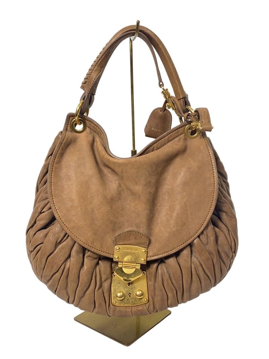 MIU MIU Shoulder Bag Leather BRW Solid