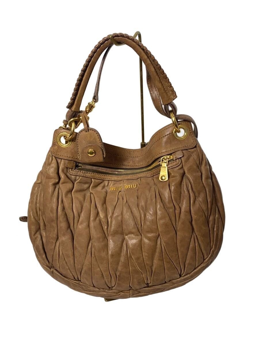 MIU MIU Shoulder Bag Leather BRW Solid 3