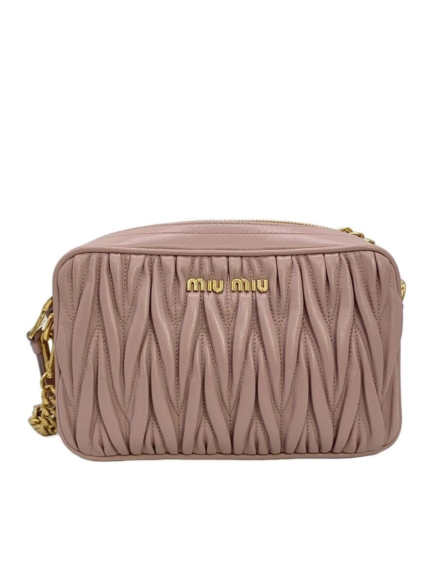 MIU MIU Shoulder Bag Leather PNK Solid 5bh118