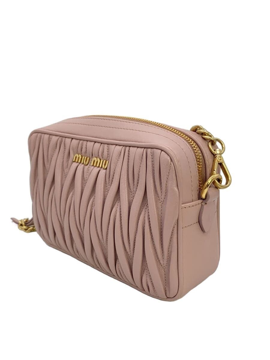 MIU MIU Shoulder Bag Leather PNK Solid 5bh118 2