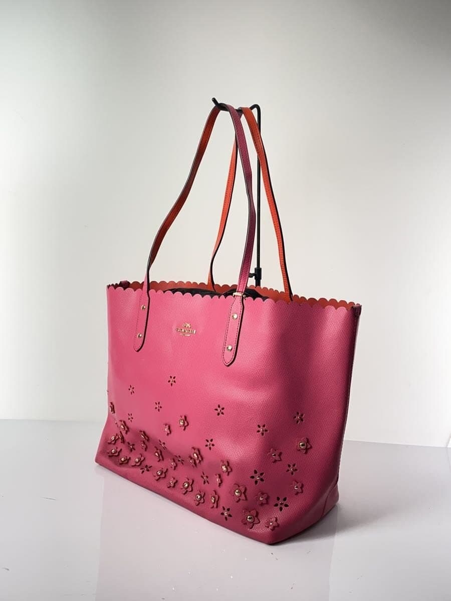COACH Tote Bag Leather PNK Floral 2