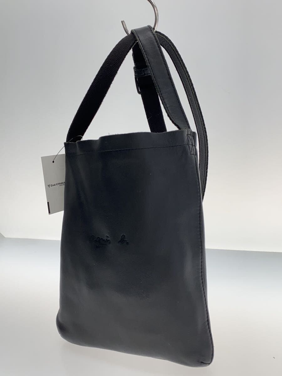 agnes b. Shoulder Bag Leather BLK Solid PAH02Z-03 2