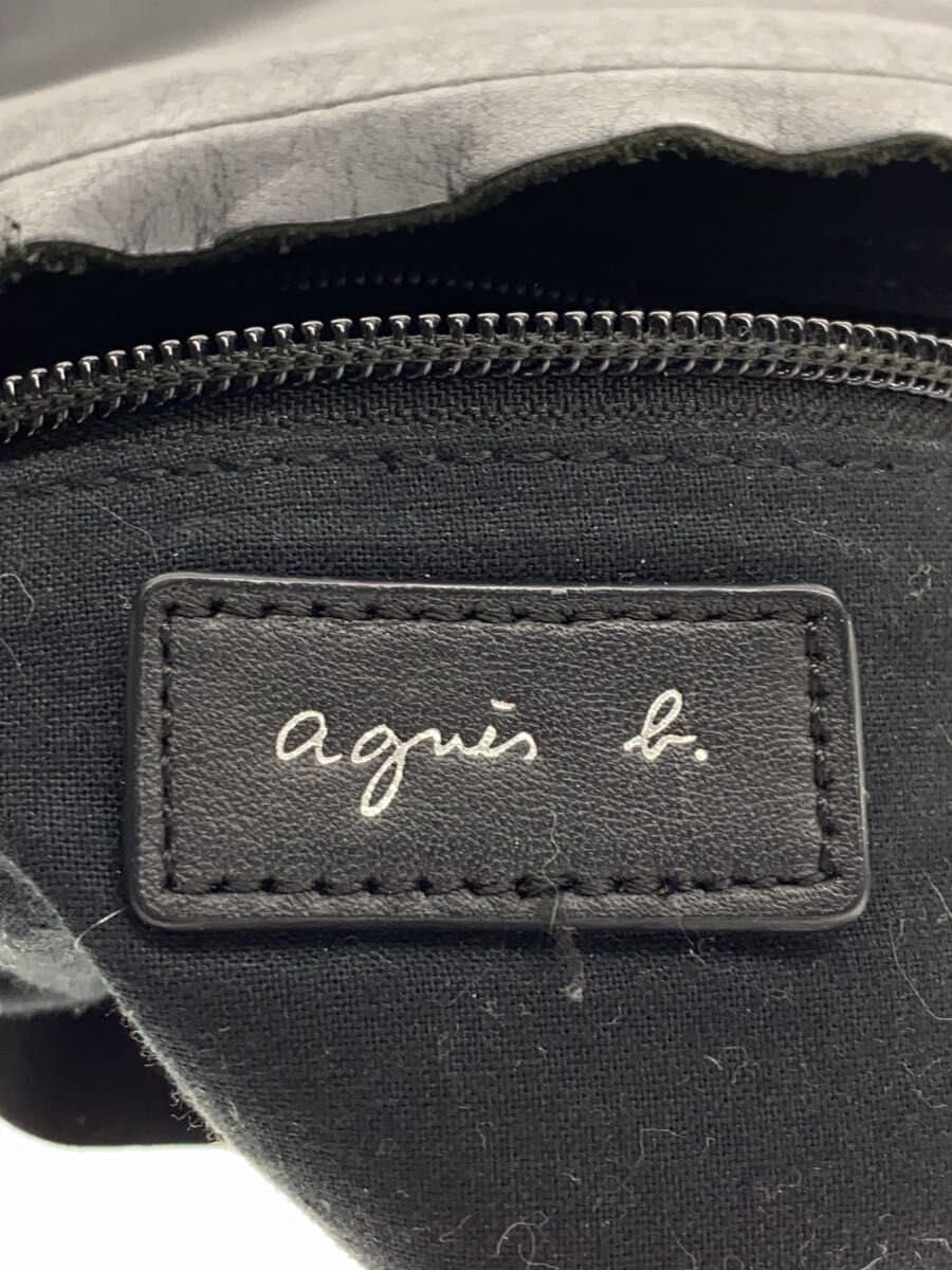 agnes b. Shoulder Bag Leather BLK Solid PAH02Z-03 5