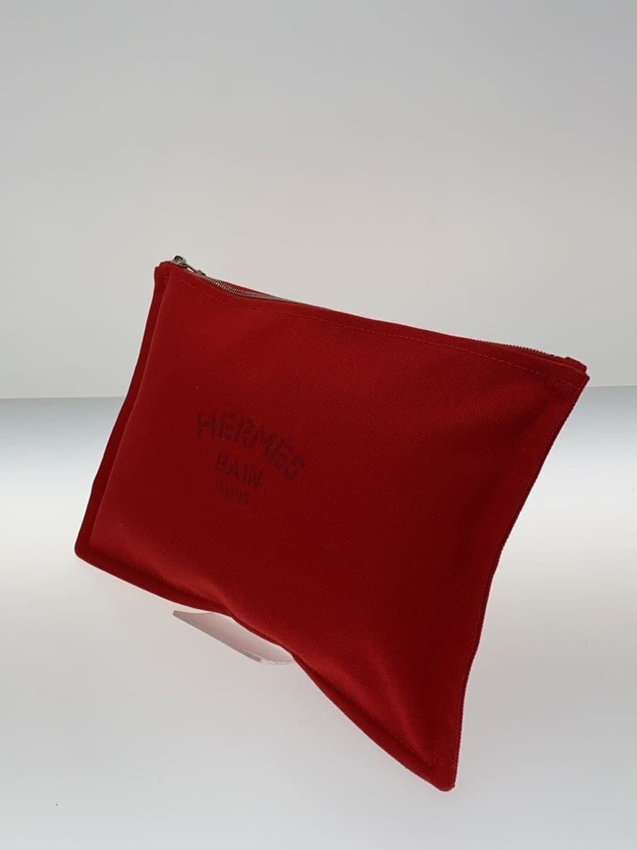 HERMES Yachting Pouch Flat Pouch Canvas RED 2