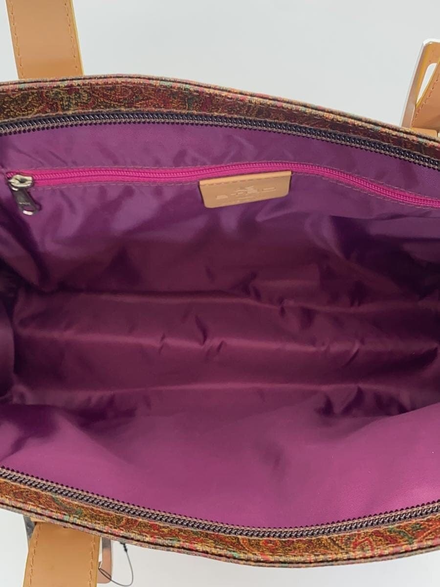 ETRO Handbag Paisley Leather BRW All Over Pattern 6