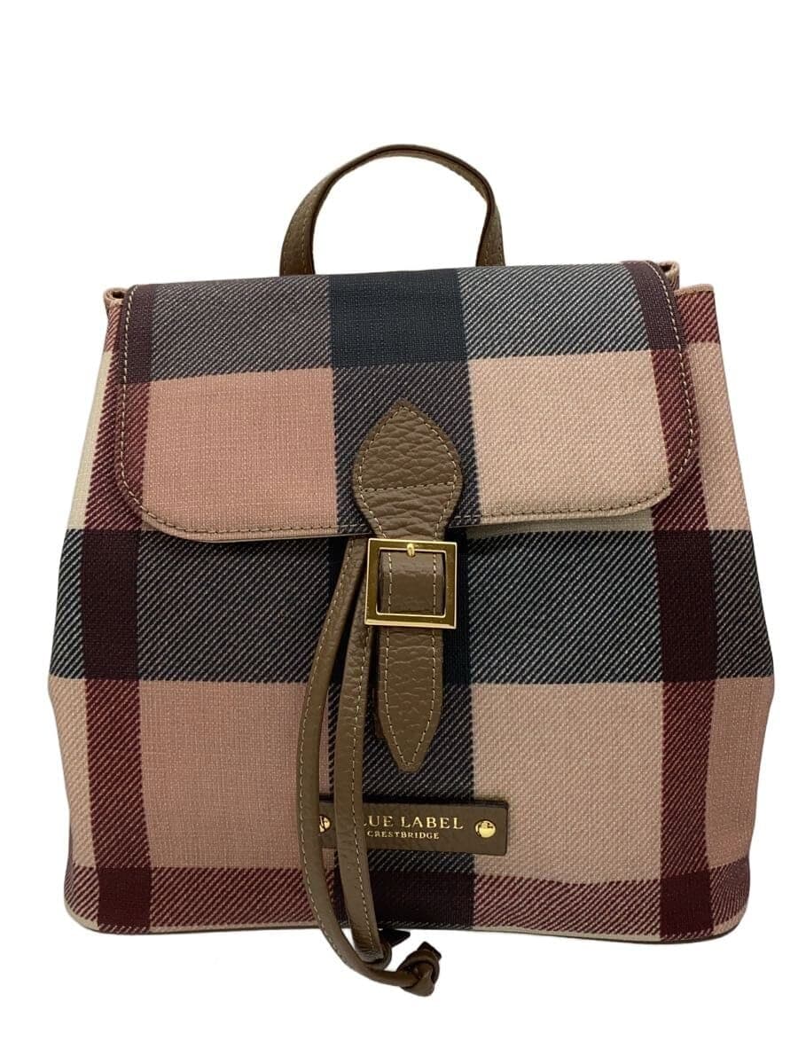 BLUE LABEL CRESTBRIDGE PVC Check Backpack Rucksack PVC PNK Check 55117-817-13