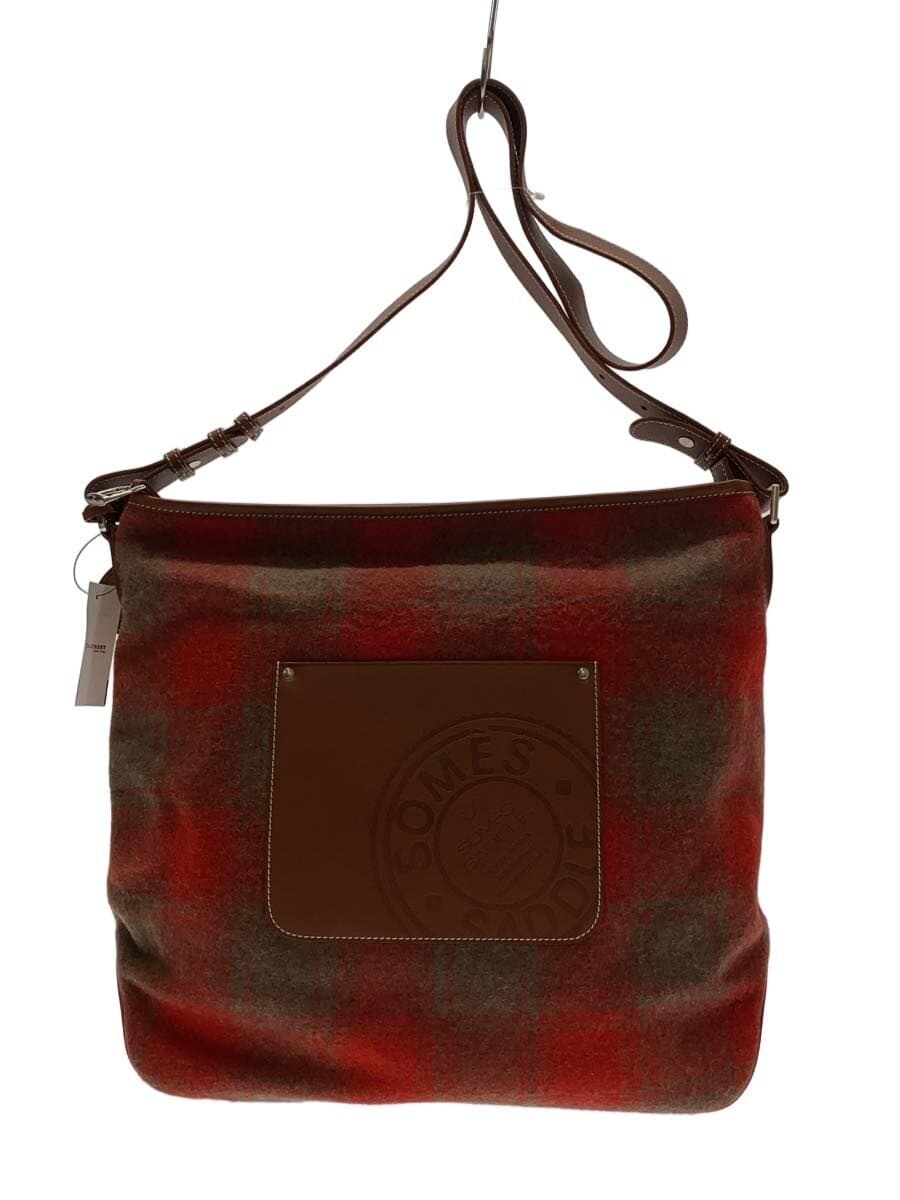 SOMES SADDLE Shoulder Bag Wool Red Check Pattern