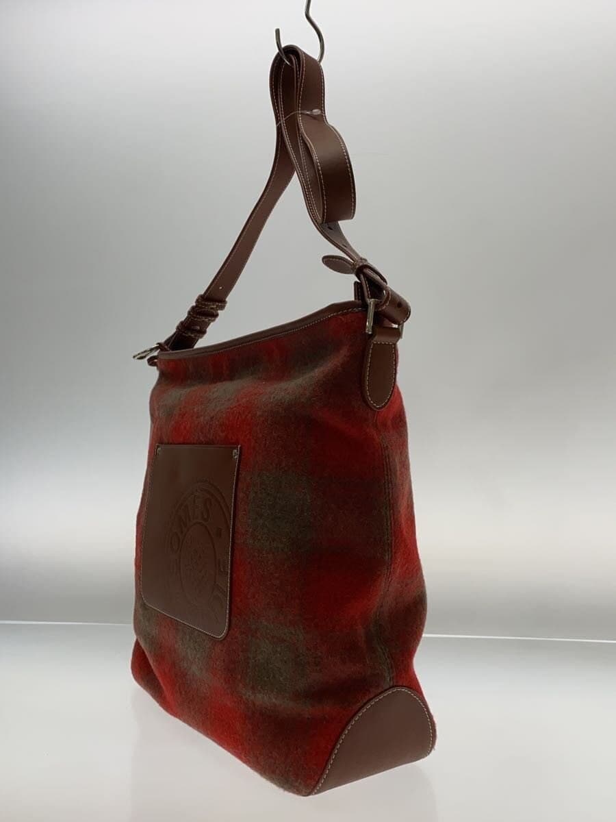 SOMES SADDLE Shoulder Bag Wool Red Check Pattern 2