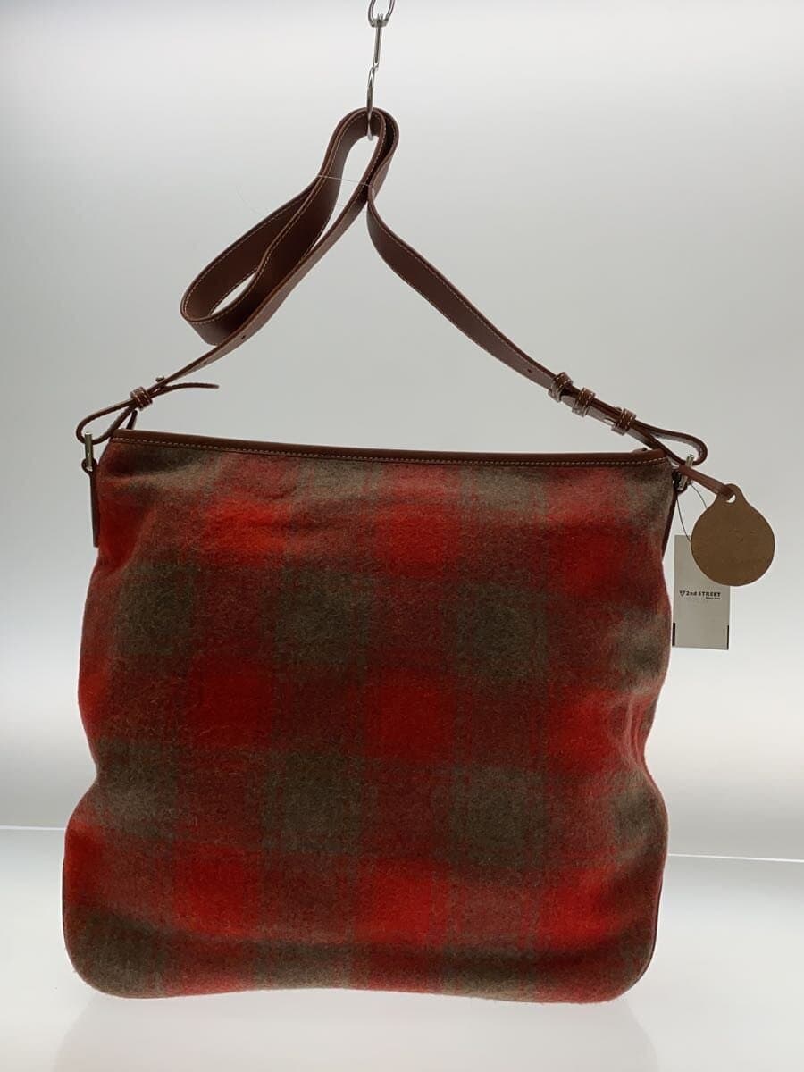 SOMES SADDLE Shoulder Bag Wool Red Check Pattern 3