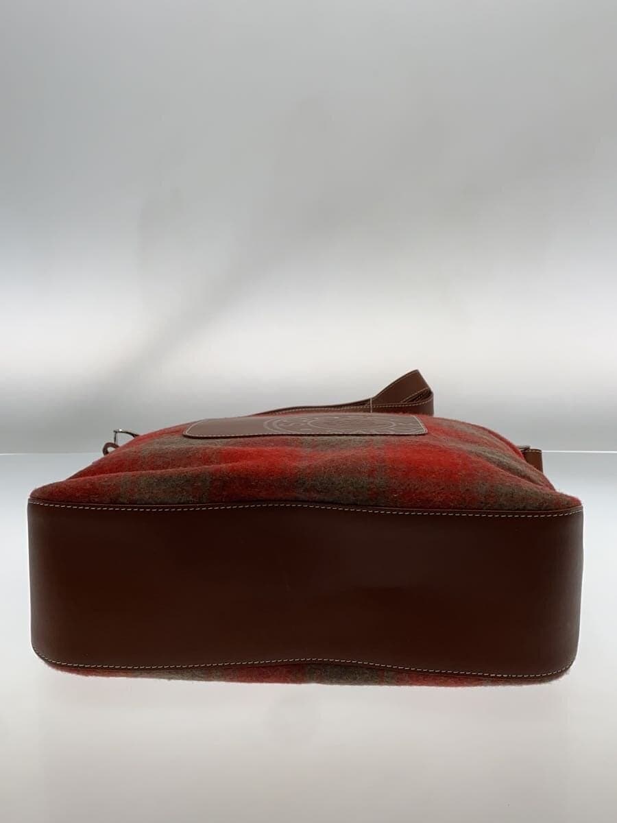 SOMES SADDLE Shoulder Bag Wool Red Check Pattern 4