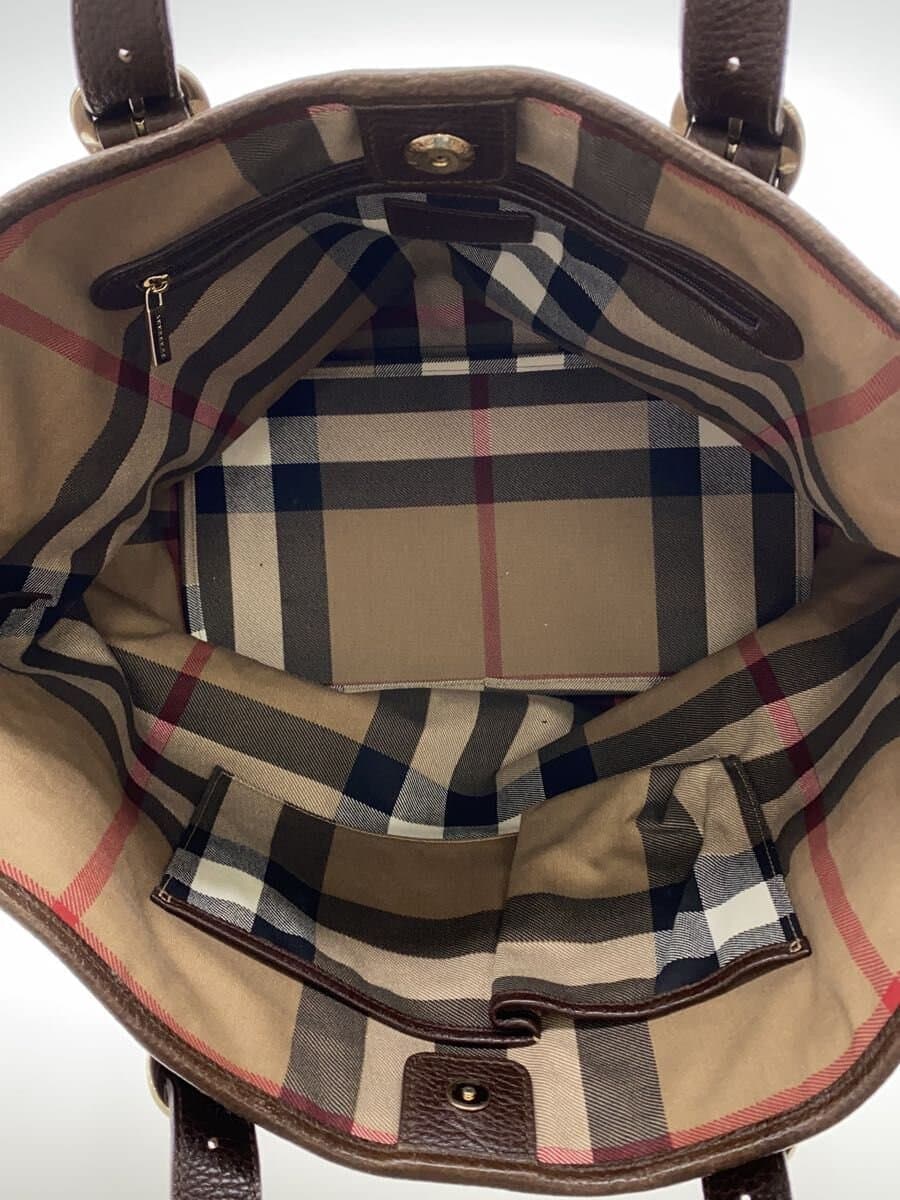 BURBERRY Nova Tote Bag Leather BRW Solid Color 6