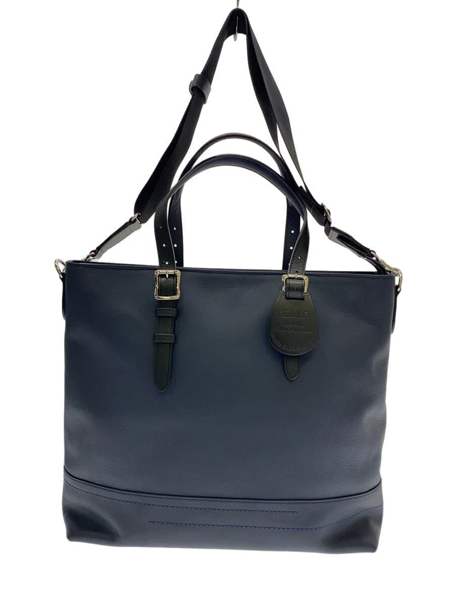SOMES SADDLE Tote Bag Leather NVY Plain
