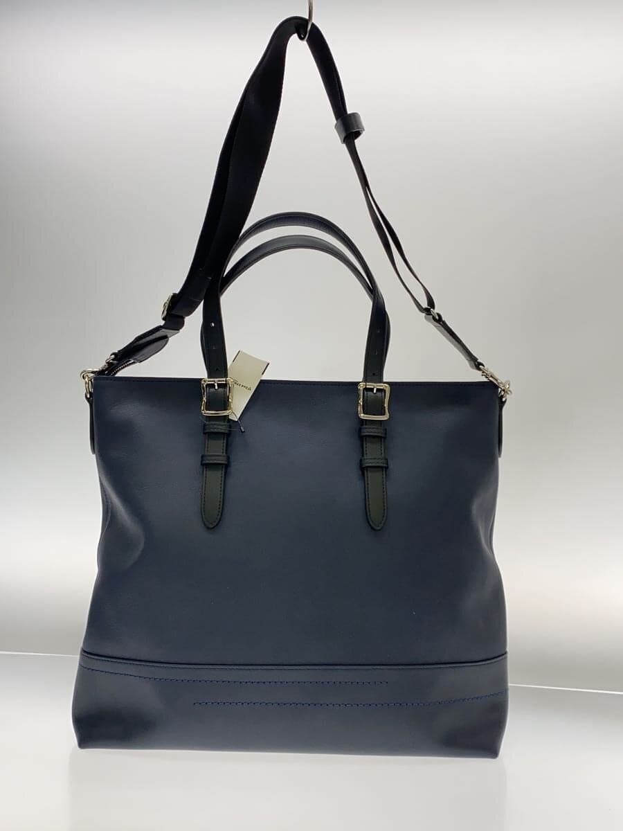 SOMES SADDLE Tote Bag Leather NVY Plain 3