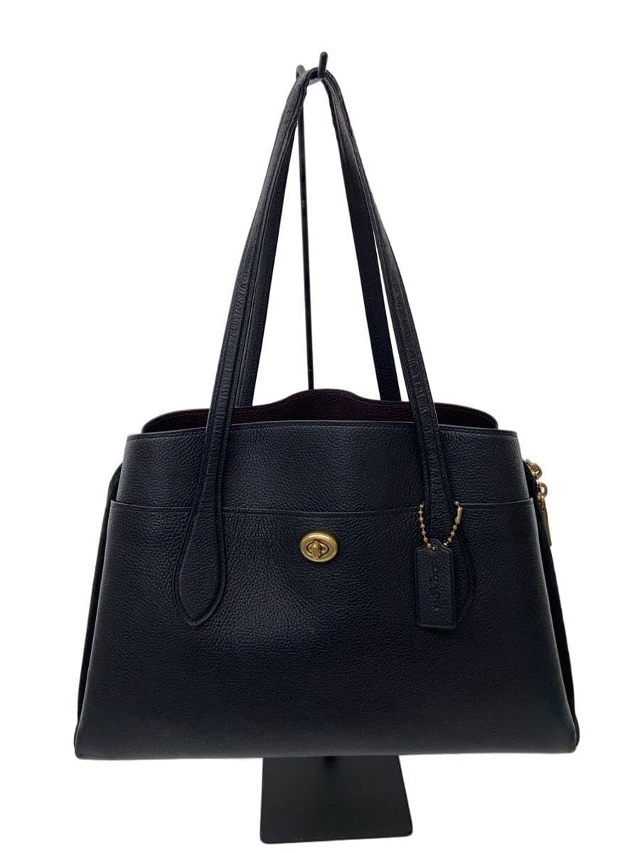 COACH Tote Bag Leather BLK Solid 89486