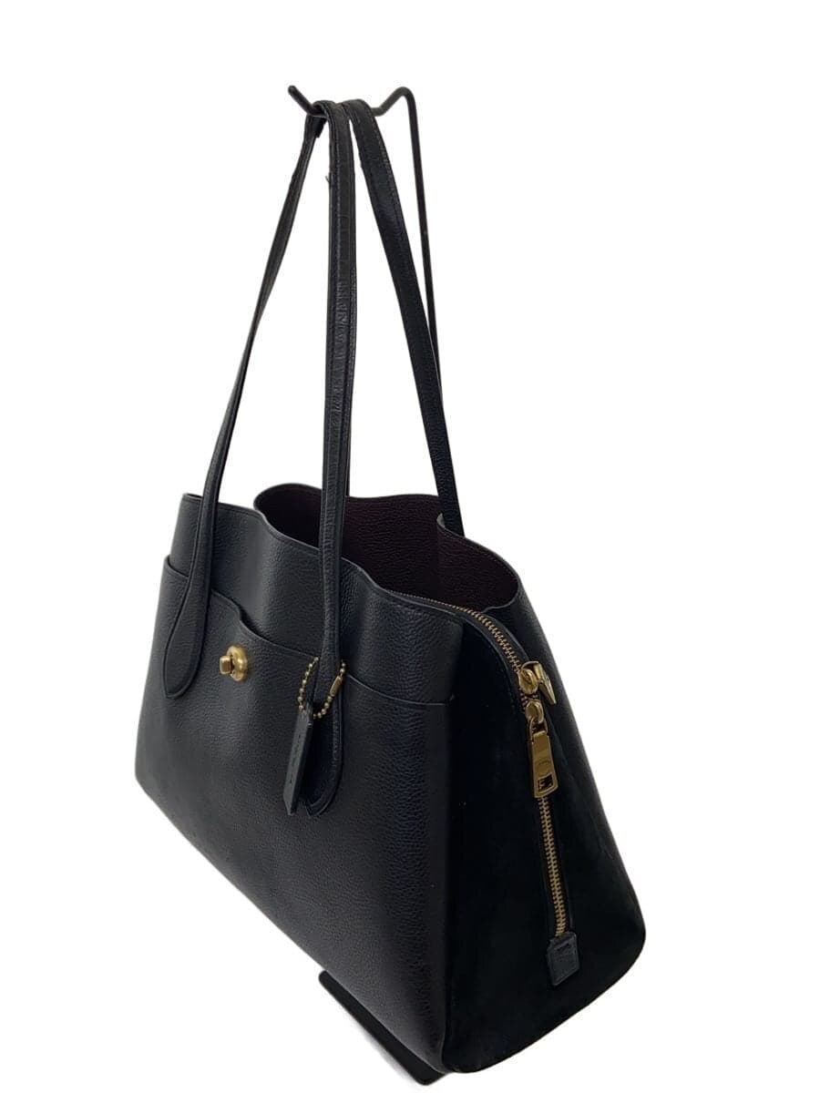 COACH Tote Bag Leather BLK Solid 89486 2