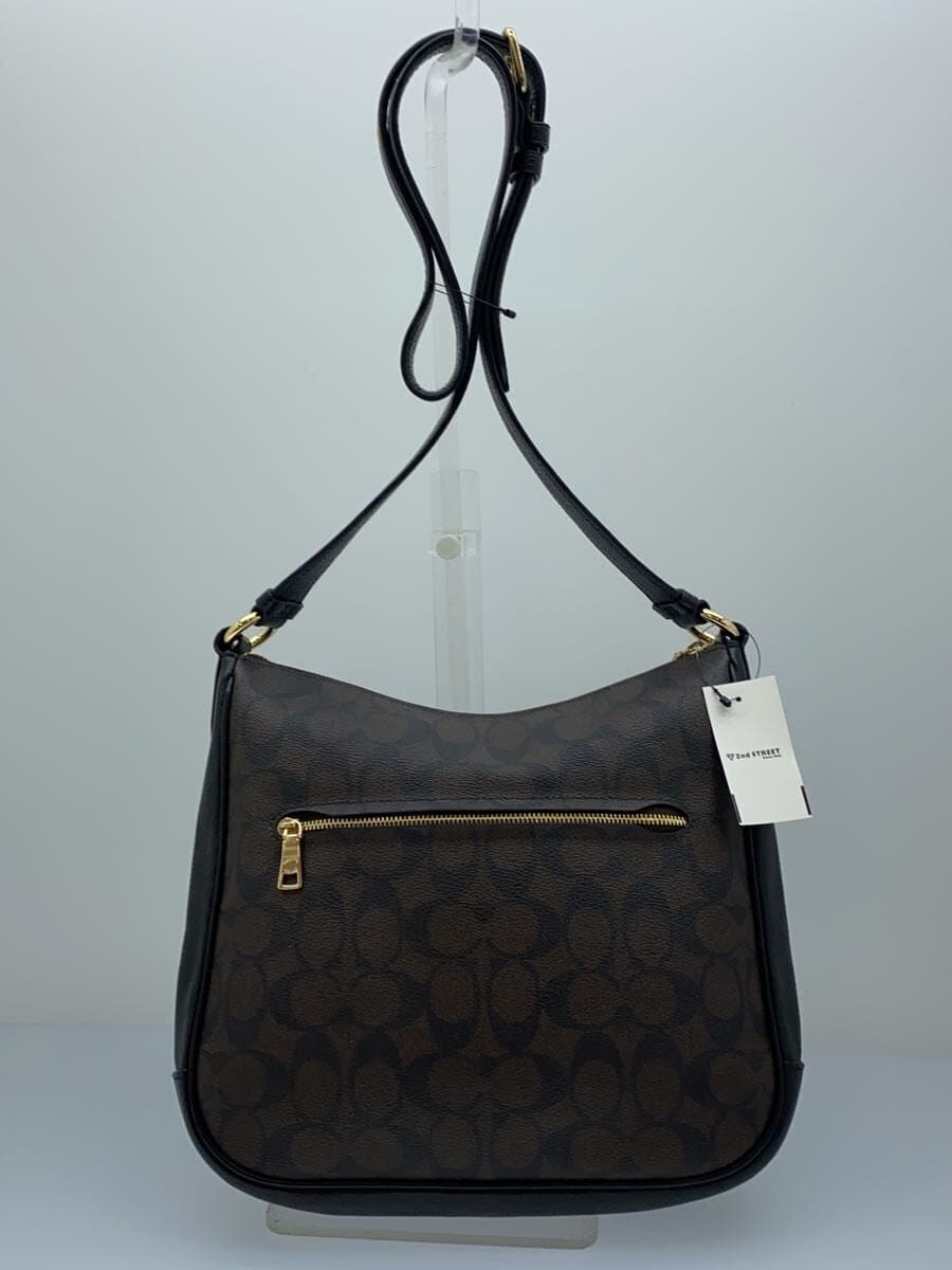 COACH Ellie File Bag_Signature_Black Leather PVC Brown All Over Pattern 3