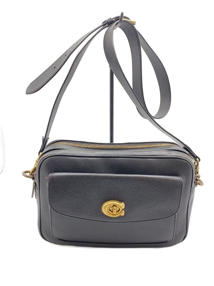 COACH Shoulder Bag Leather BLK 639